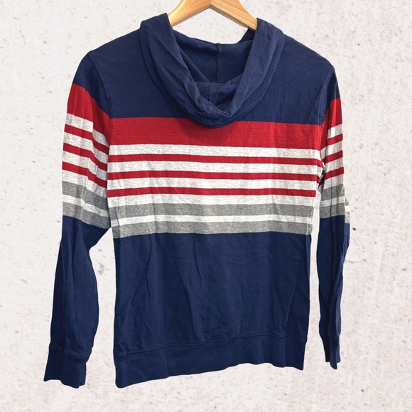 GAP Kids Long Sleeve Striped Hoodie - Navy, Red, Gray - Picture 2 of 4